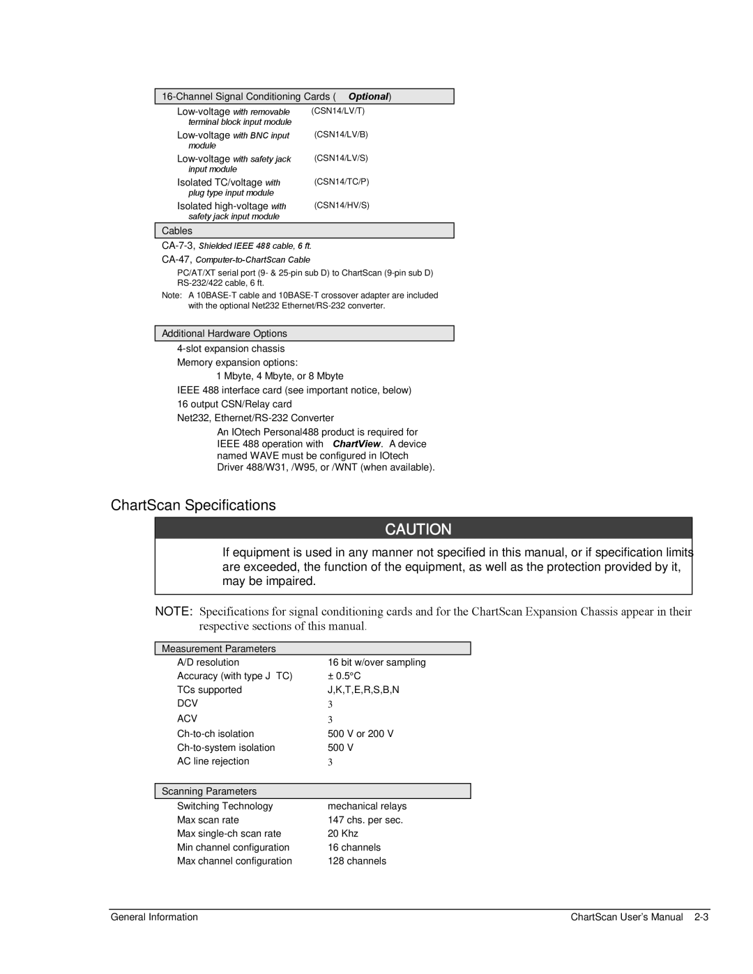 Omega Vehicle Security 1400 manual ChartScan Specifications 