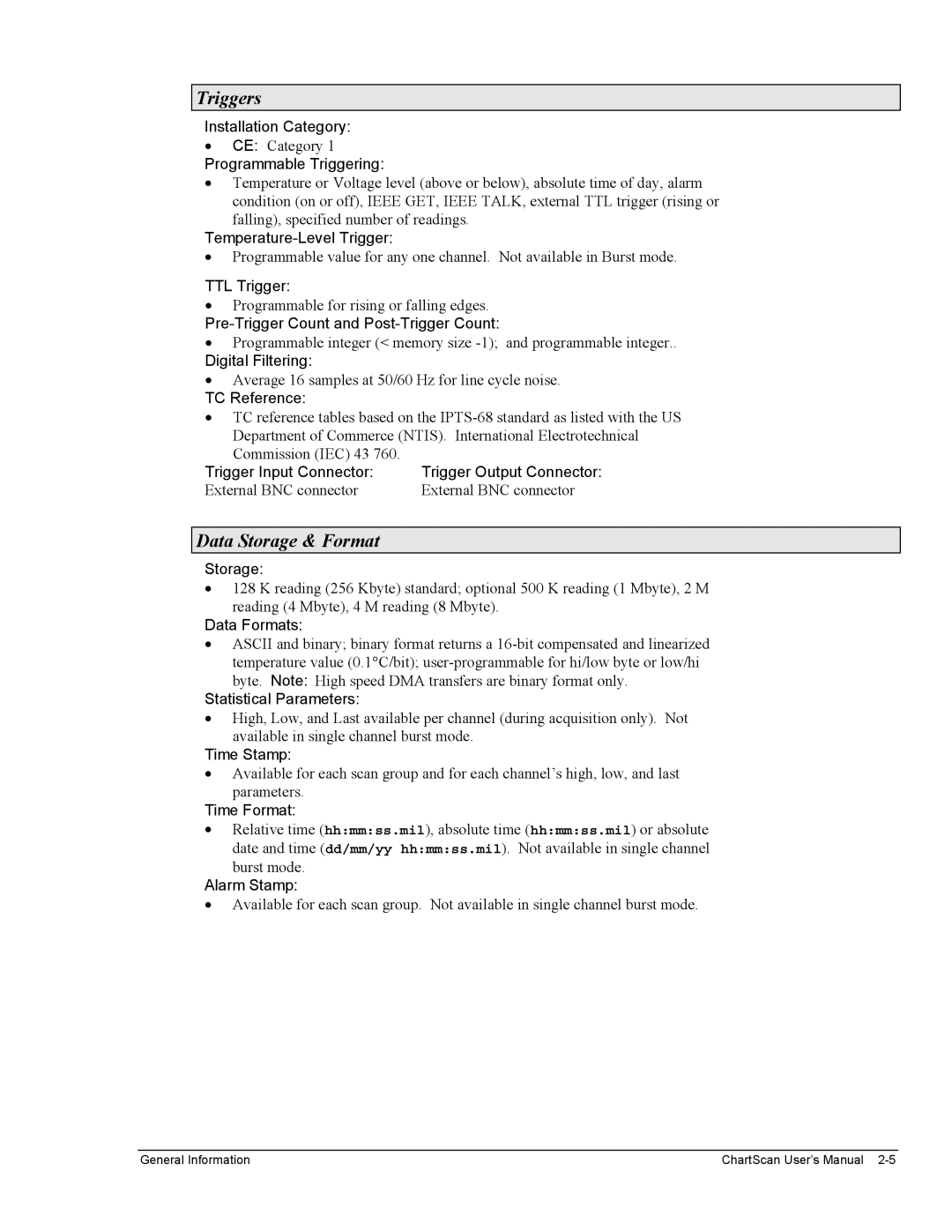 Omega Vehicle Security 1400 manual Triggers, Data Storage & Format 