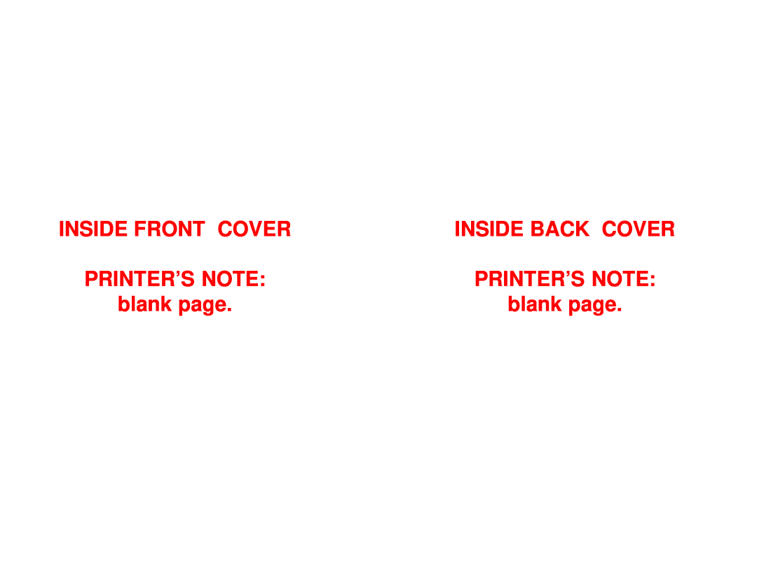Omega Vehicle Security 850i operation manual Inside Front Cover, Inside Back Cover, blank page, Printer’S Note 