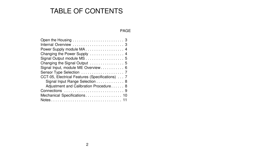 Omega Vehicle Security CCT-05 Series manual Table of Contents 