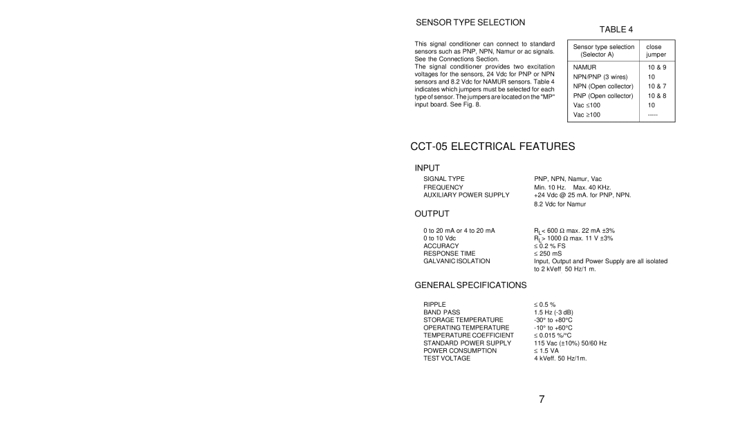 Omega Vehicle Security CCT-05 Series manual CCT-05 Electrical Features, Sensor Type Selection, Input, Output 