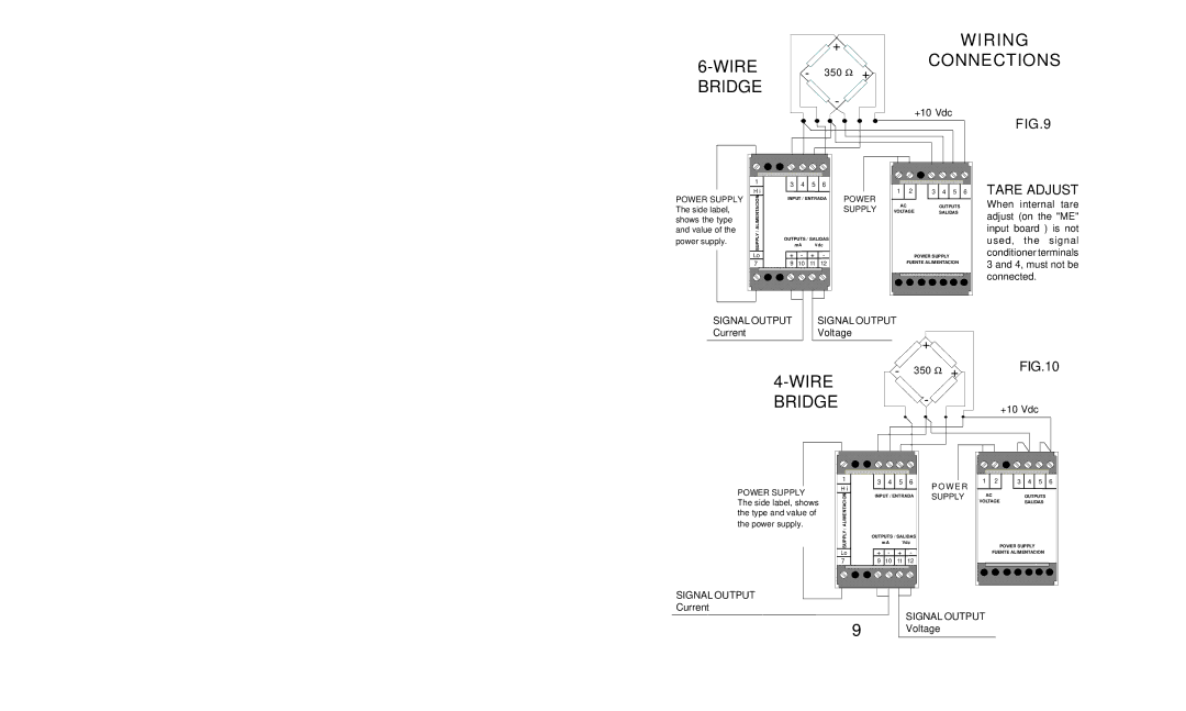 Omega Vehicle Security CCT-80 Series manual Wire, Bridge, Wiring Connections, Tare Adjust 