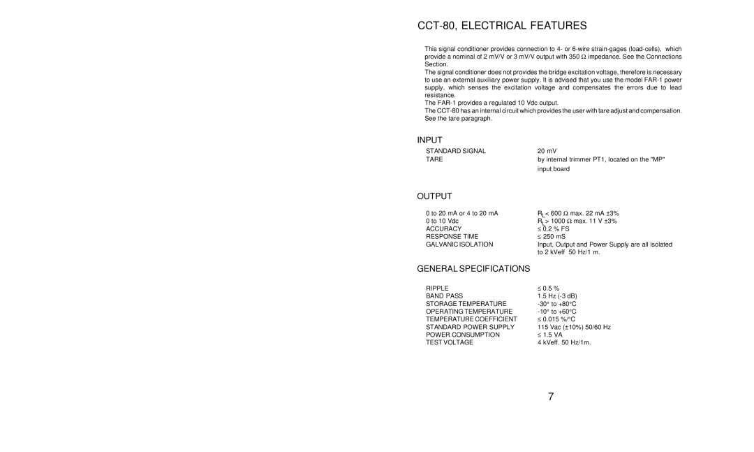 Omega Vehicle Security CCT-80 Series manual CCT-80, Electrical Features, Input, Output, General Specifications 