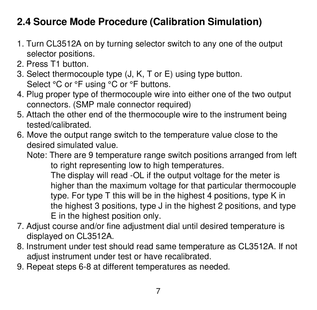 Omega Vehicle Security CL3512A manual Source Mode Procedure Calibration Simulation 