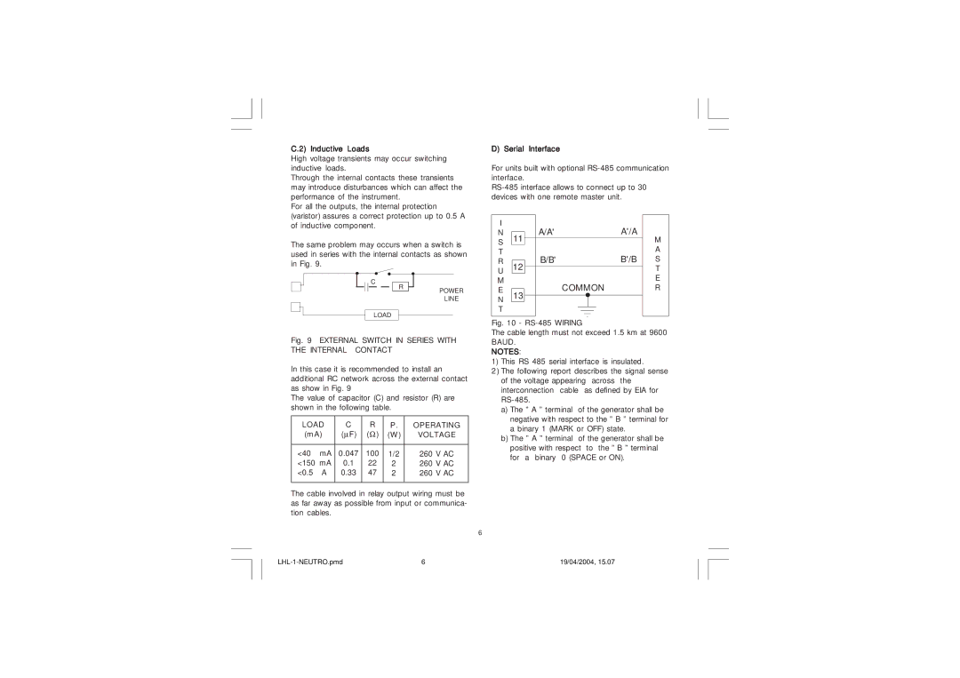 Omega Vehicle Security CN3271 Series manual Inductive Loads, Serial Interface 