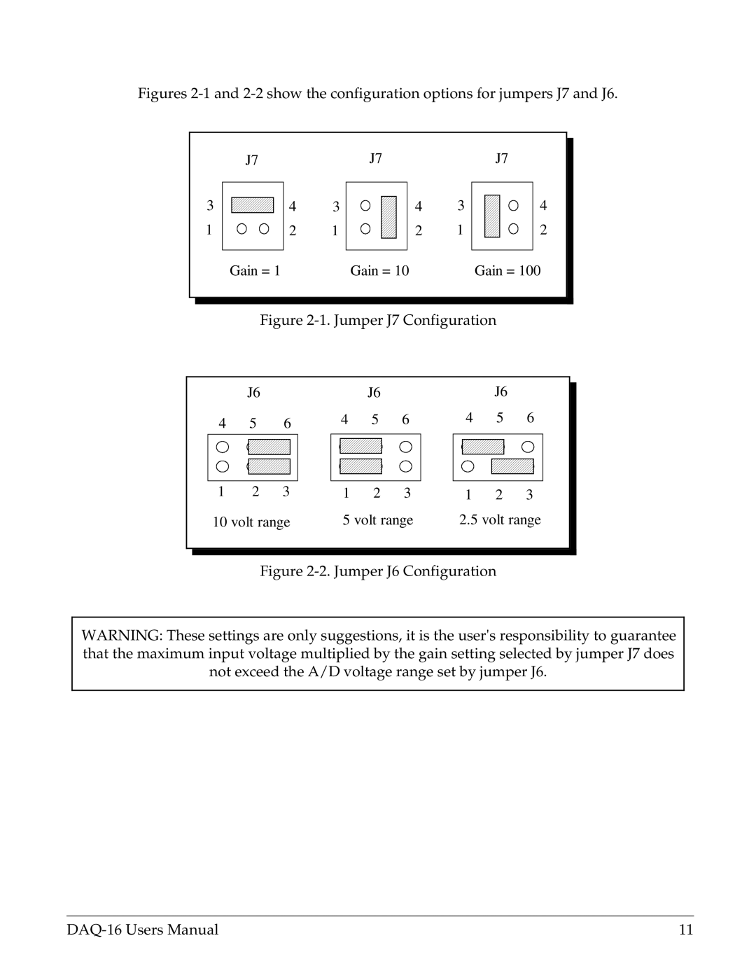 Omega Vehicle Security DAQ-16 user manual Jumper J7 Configuration Volt range 