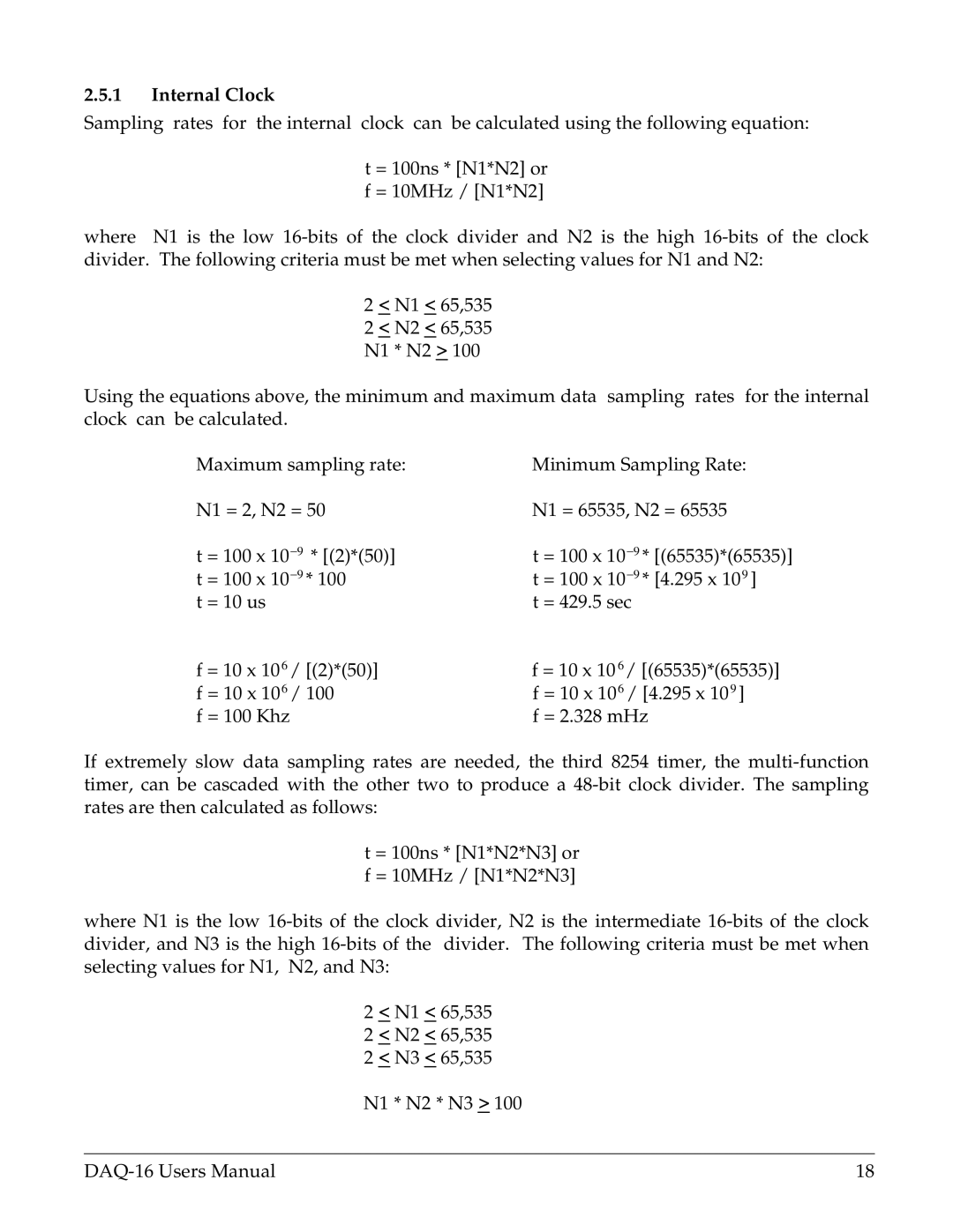 Omega Vehicle Security DAQ-16 user manual Internal Clock 