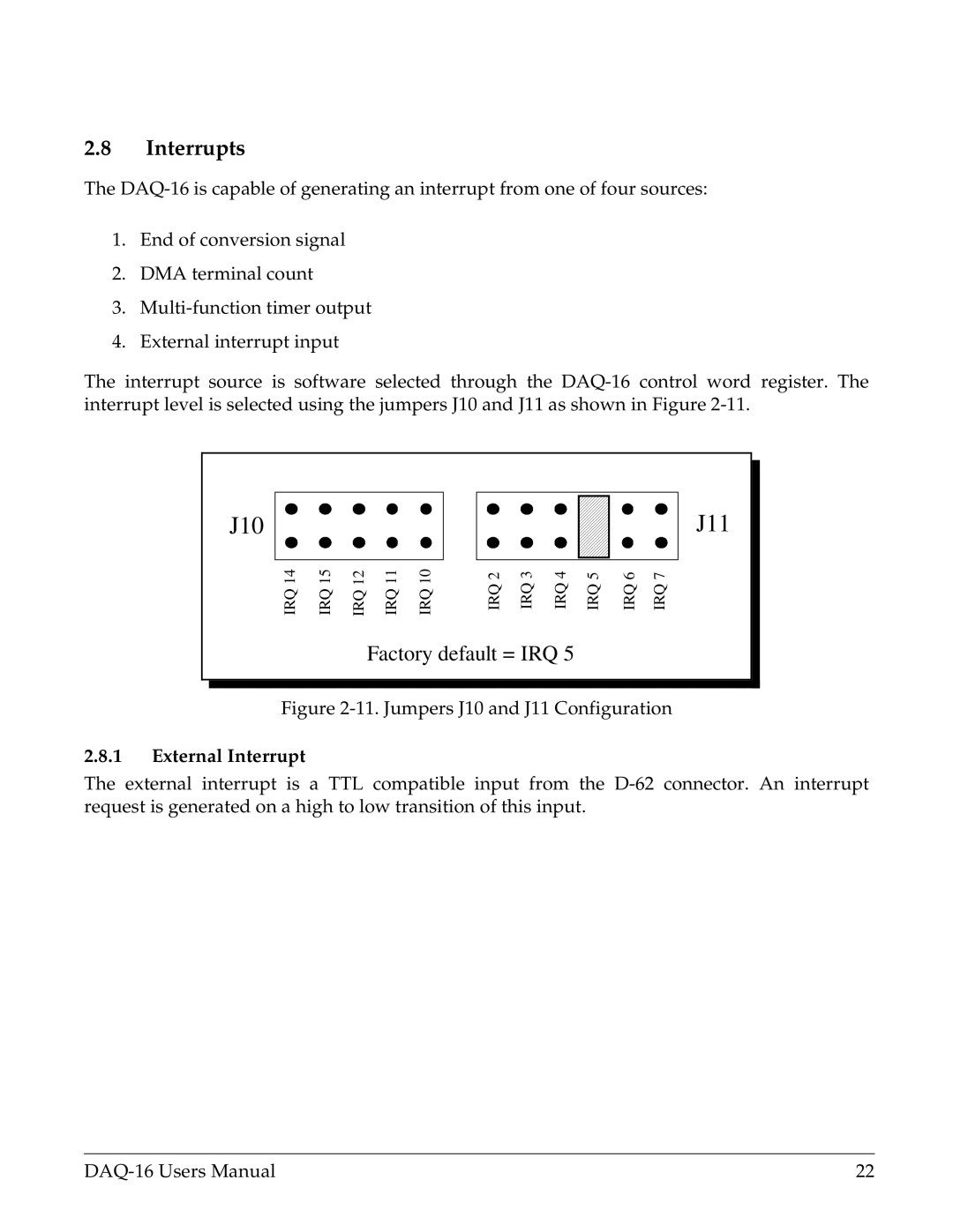 Omega Vehicle Security DAQ-16 user manual Interrupts, External Interrupt 