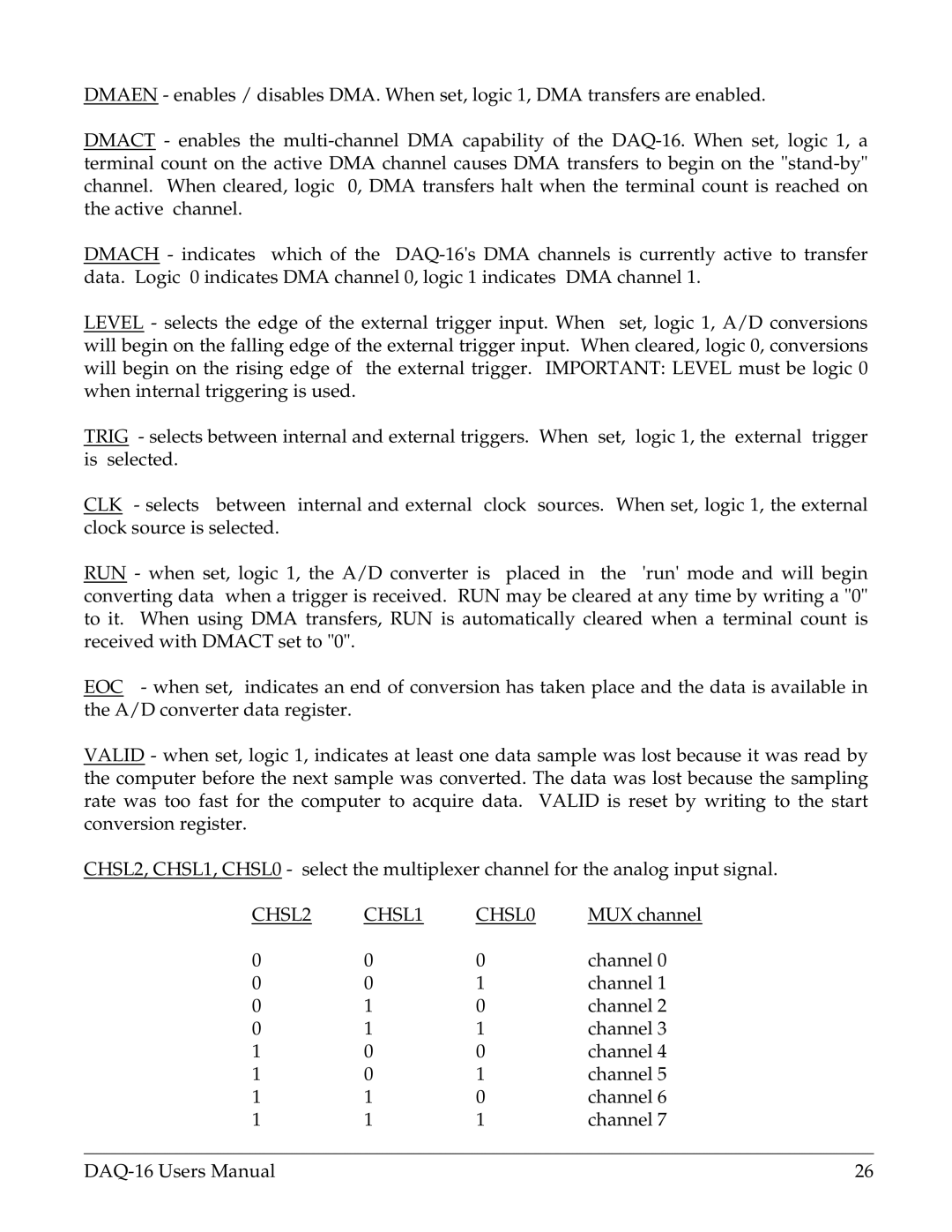 Omega Vehicle Security DAQ-16 user manual CHSL2 CHSL1 CHSL0 