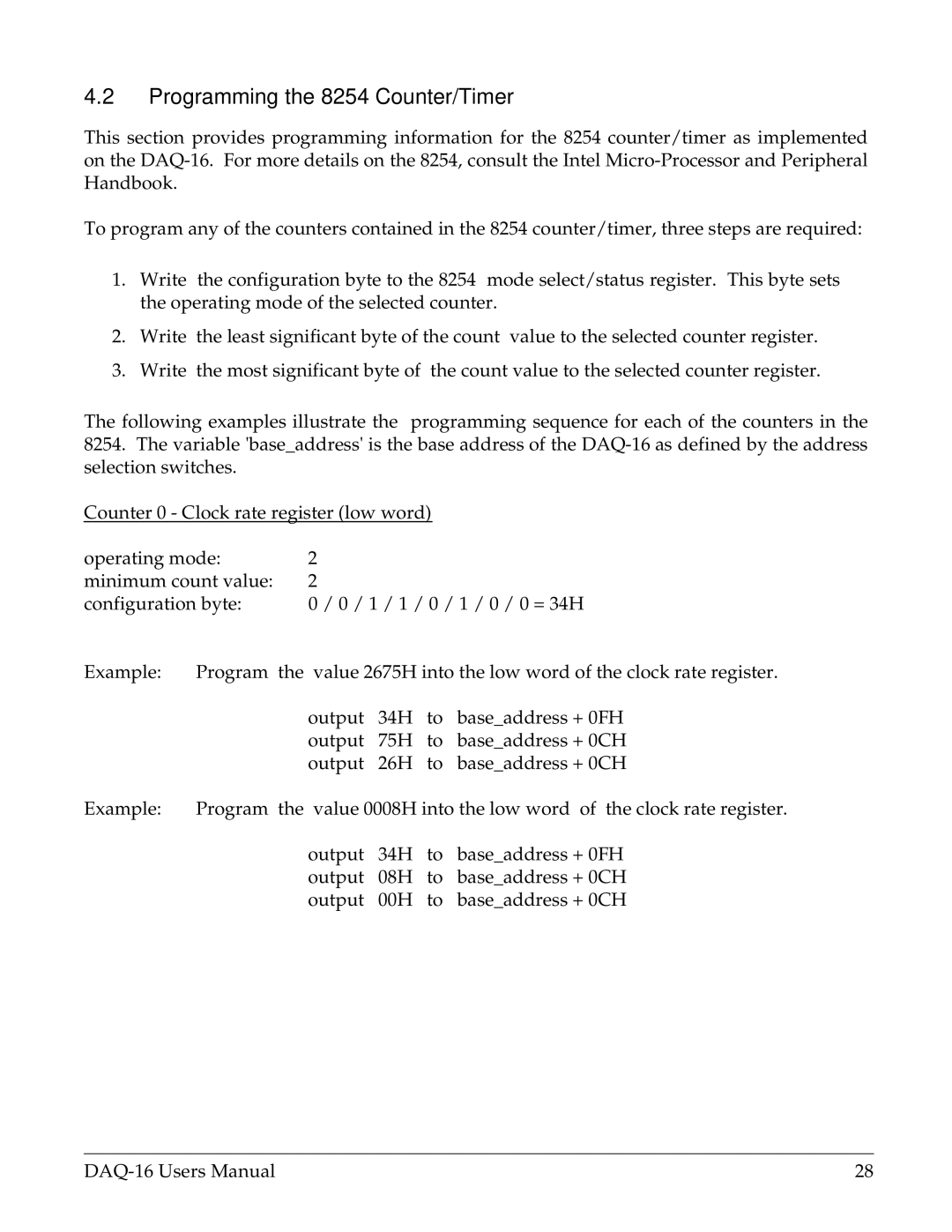 Omega Vehicle Security DAQ-16 user manual Programming the 8254 Counter/Timer 