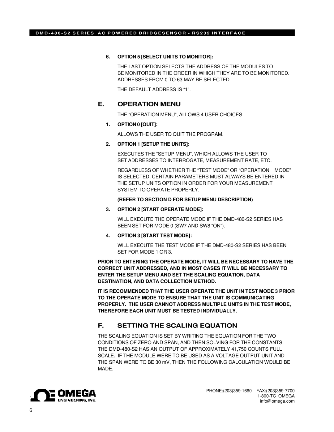 Omega Vehicle Security DMD-480-S2 user manual Operation Menu, Setting the Scaling Equation 