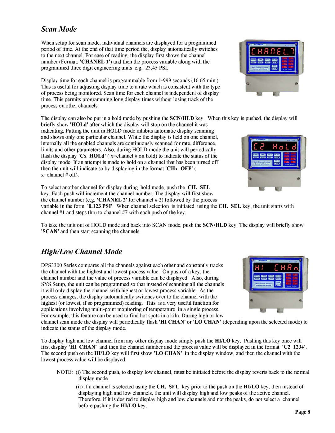 Omega Vehicle Security DPS3300 manual Scan Mode, High/Low Channel Mode 