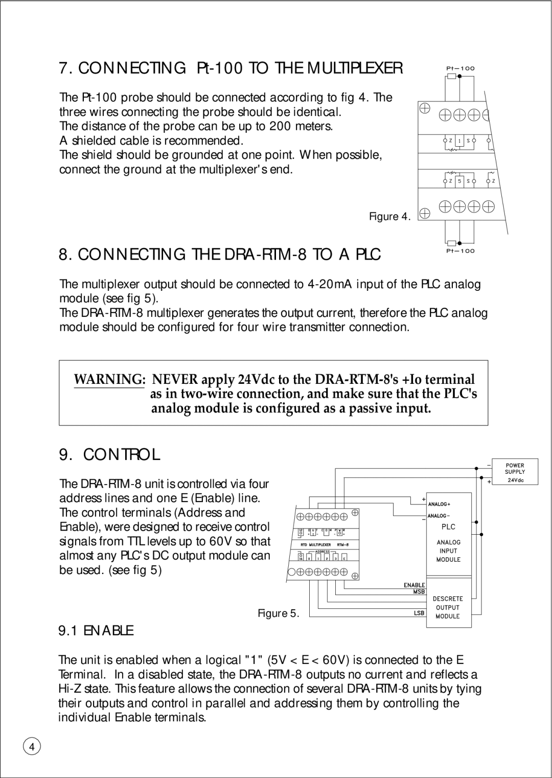 Omega Vehicle Security manual Connecting the DRA-RTM-8 to a PLC, Control, Enable 