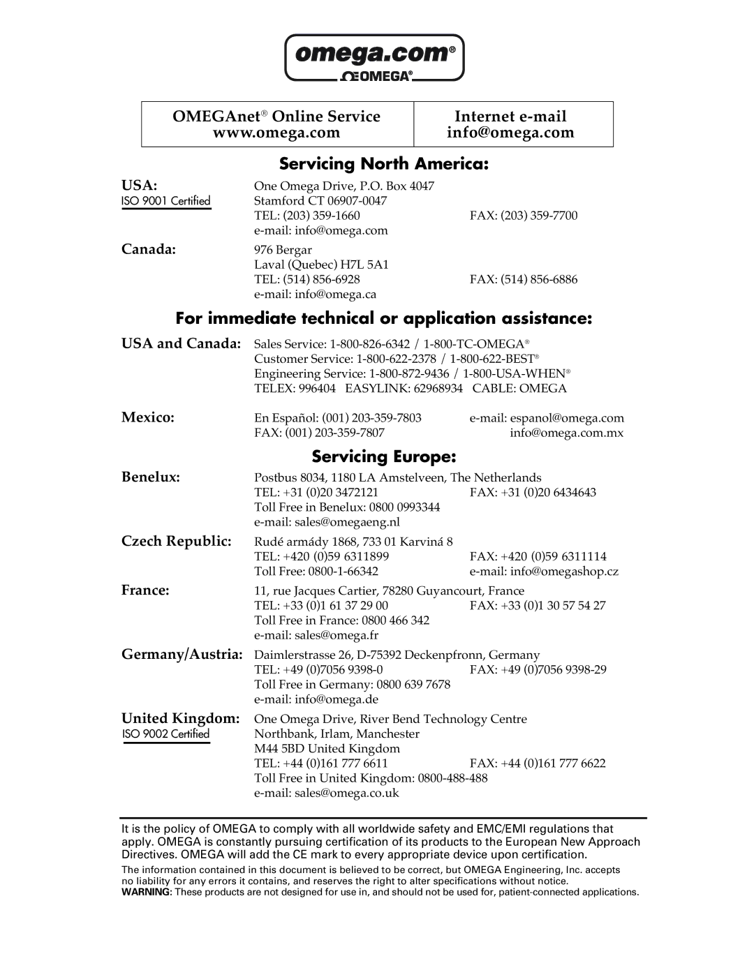 Omega Vehicle Security FPU5-MT-220, FPU5-MT-110 manual Servicing North America 