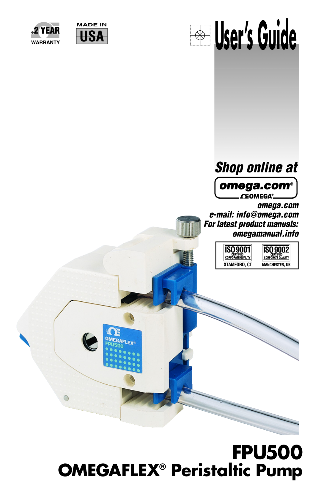 Omega Vehicle Security FPU500 manual User’s Guide, OMEGAFLEX Peristaltic Pump, Shop online at, Made In 