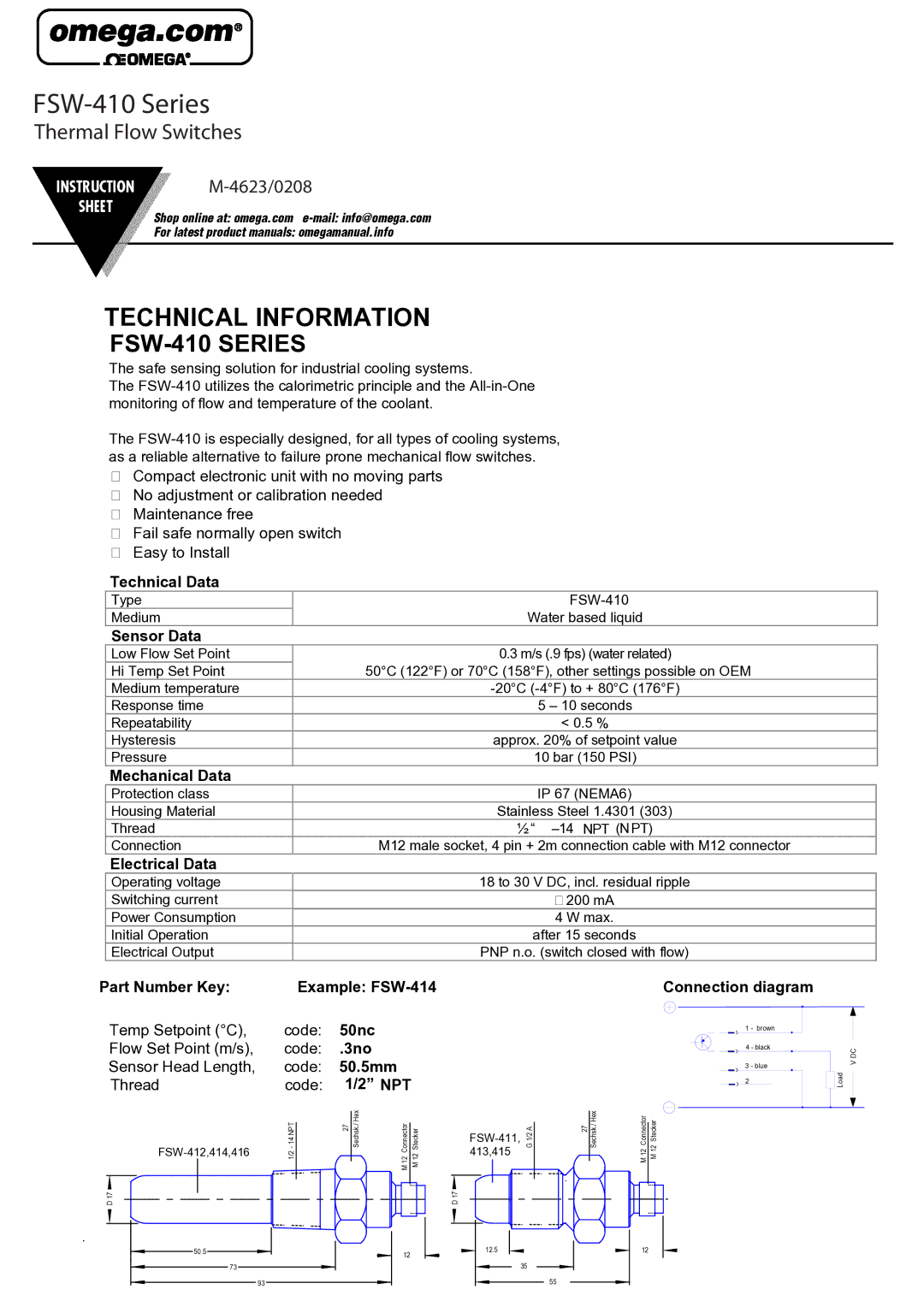 Omega Vehicle Security installation instructions Technical Information FSW-410 Series 