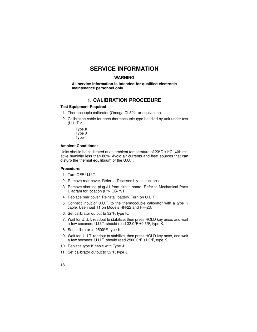 Omega Vehicle Security HH-21 manual Service Information, Calibration Procedure 