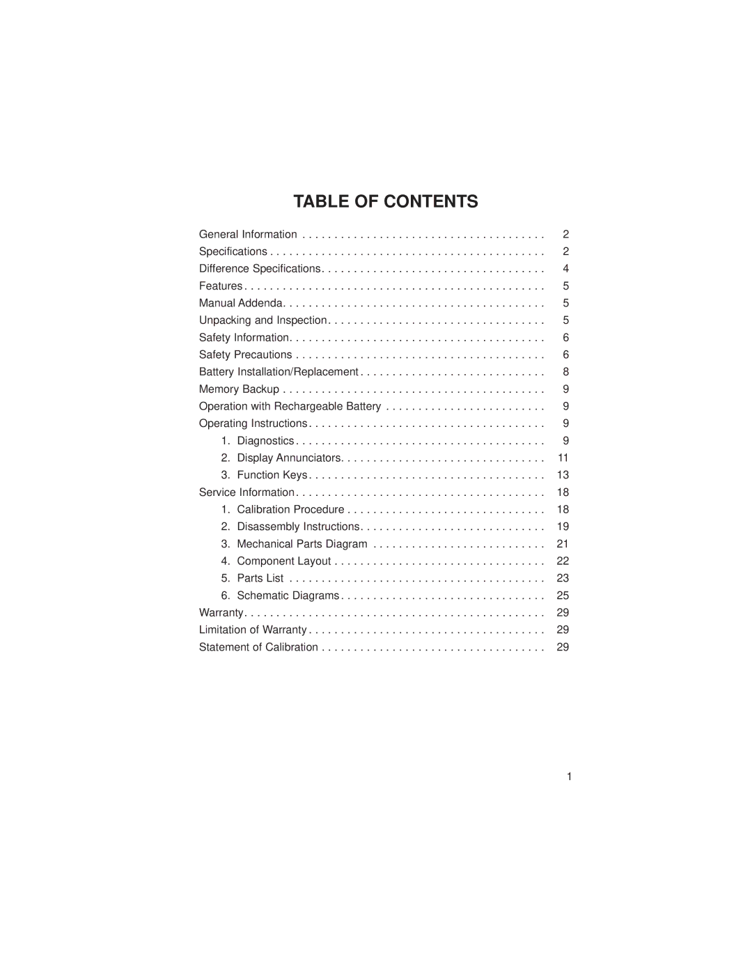 Omega Vehicle Security HH-21 manual Table of Contents 