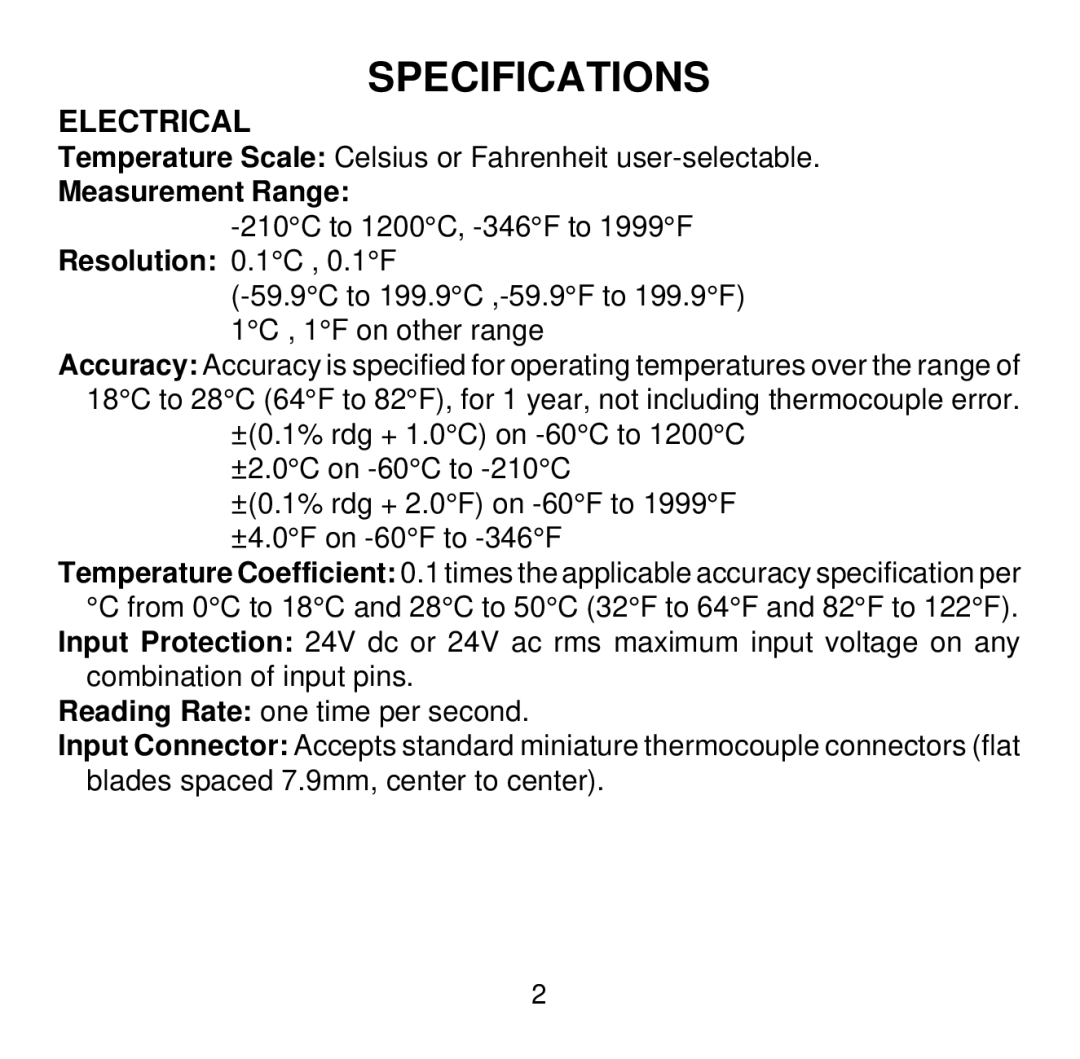 Omega Vehicle Security HH501AJ manual Specifications, Electrical 