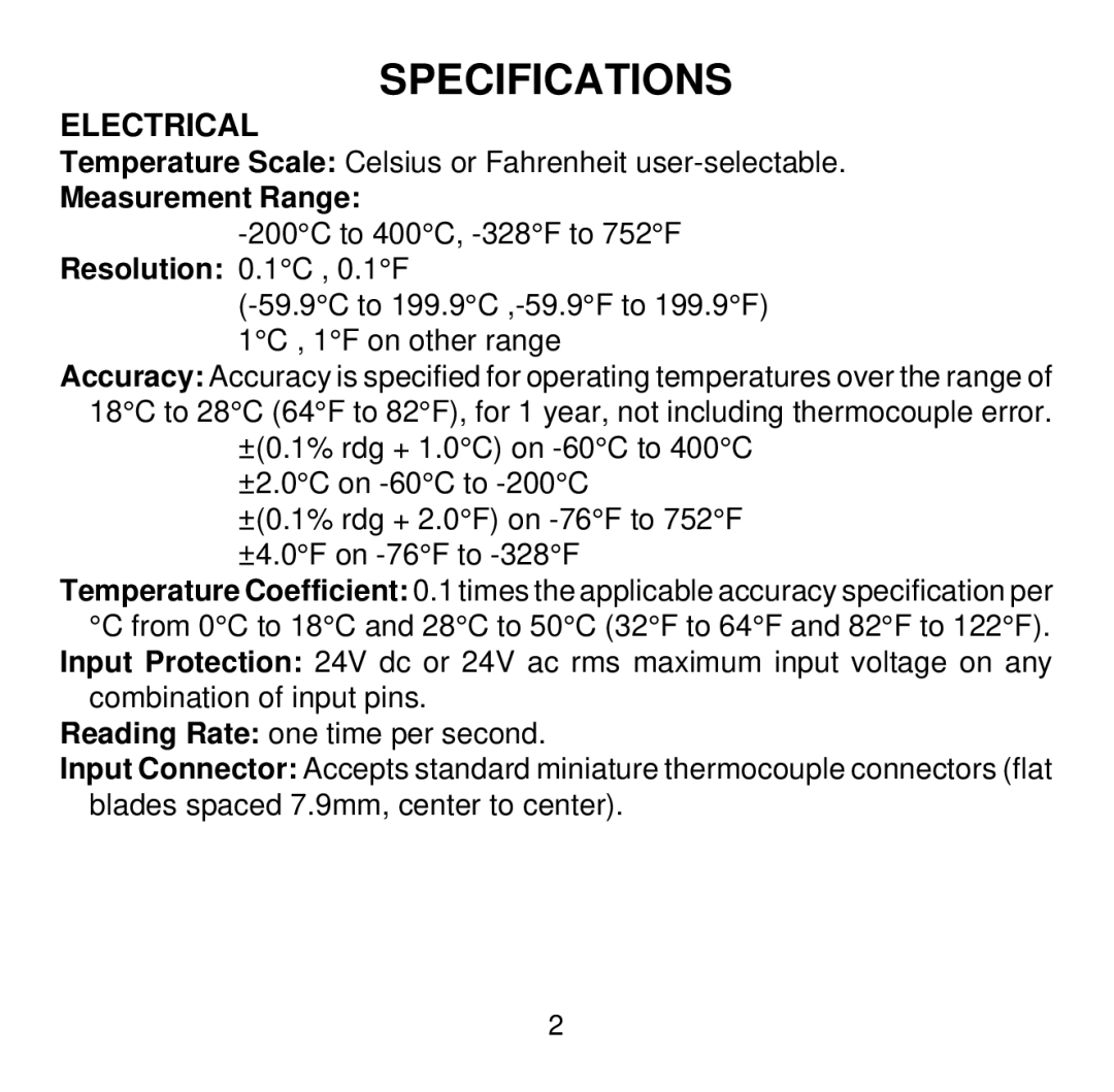 Omega Vehicle Security HH501AT manual Specifications, Electrical 