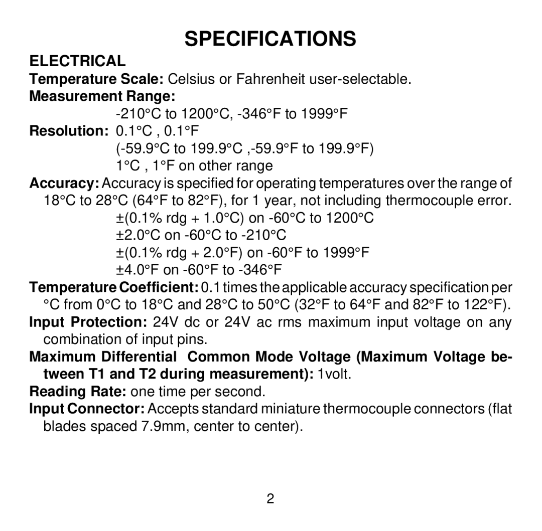 Omega Vehicle Security HH501BJ manual Specifications, Electrical 