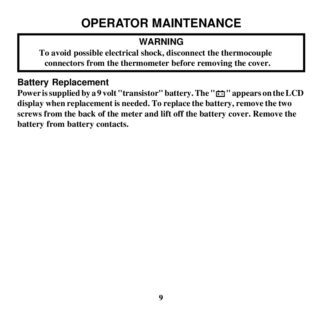 Omega Vehicle Security HH503 manual Operator Maintenance, Battery Replacement 