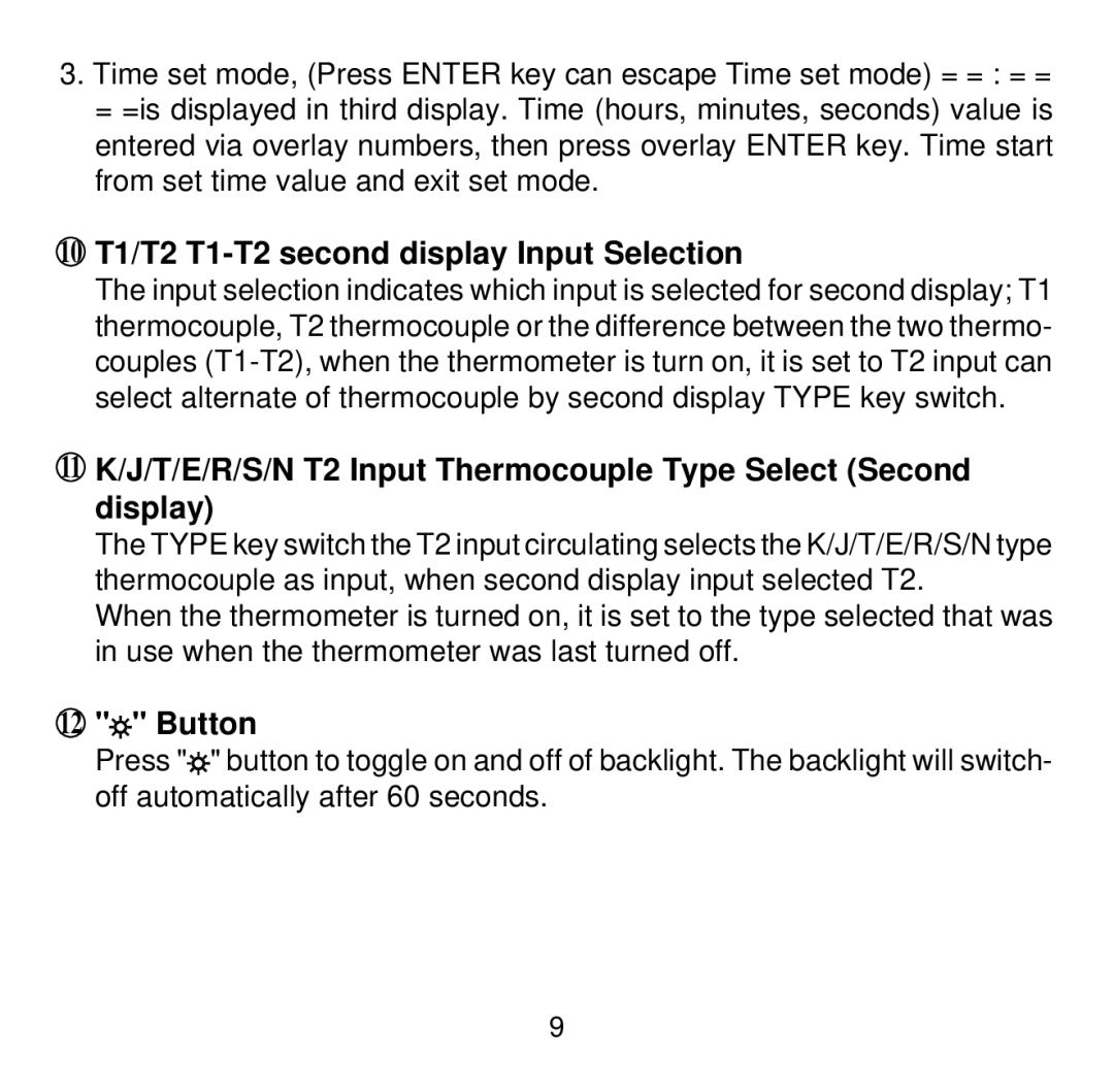 Omega Vehicle Security HH506 manual 10 T1/T2 T1-T2 second display Input Selection, Button 