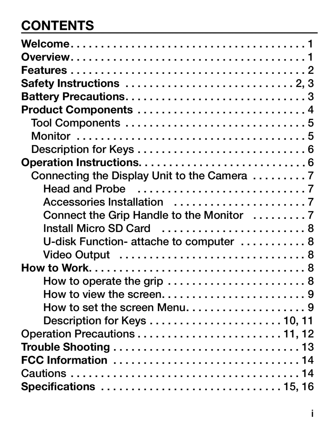 Omega Vehicle Security HHB400 manual Contents 