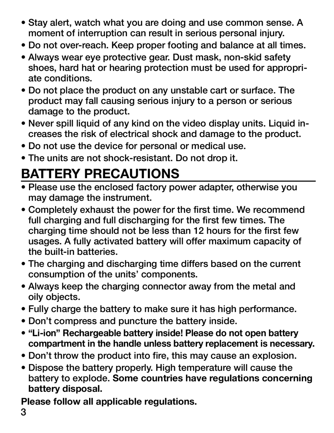 Omega Vehicle Security HHB400 manual Battery Precautions, Please follow all applicable regulations 