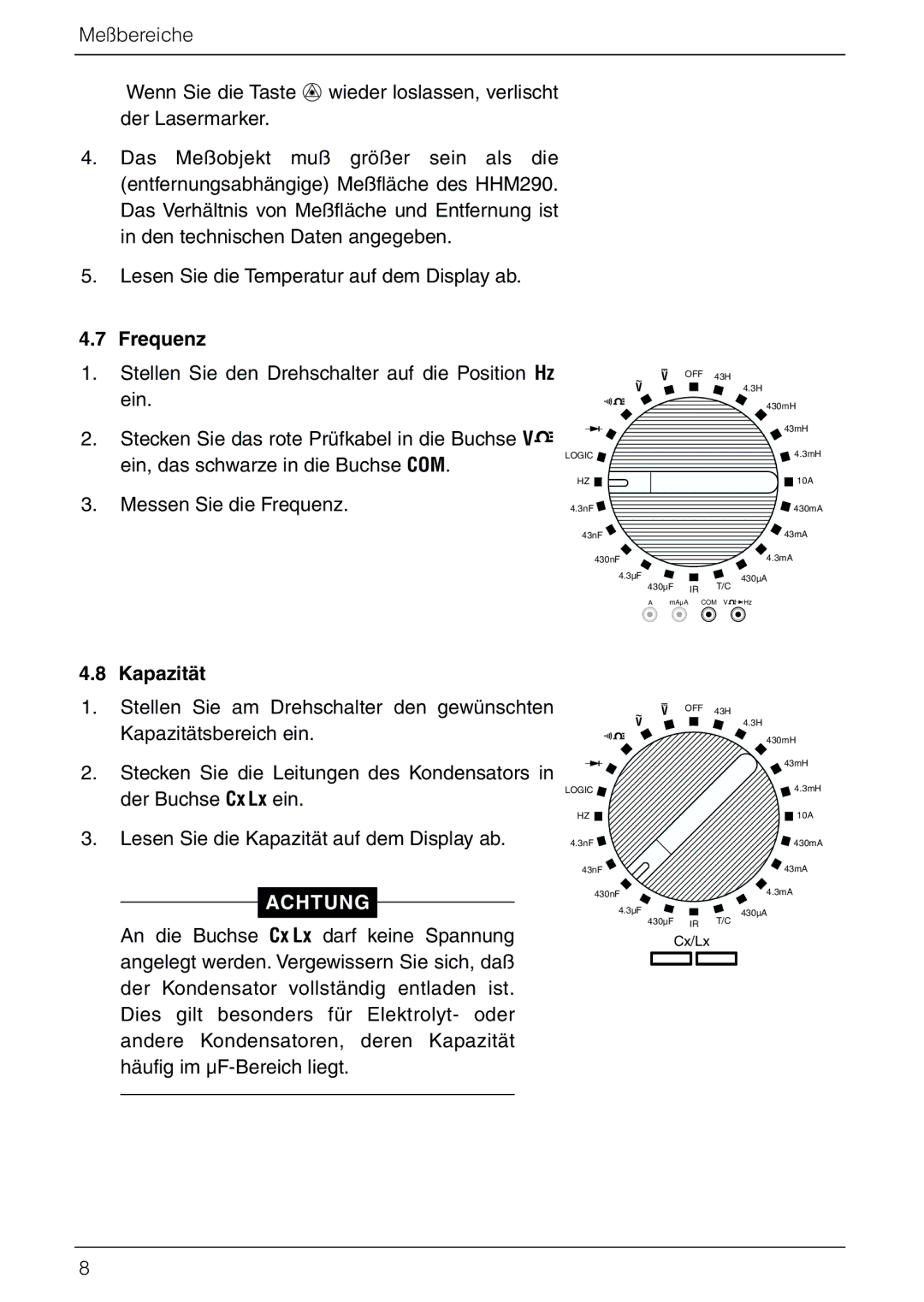 Omega Vehicle Security HHM290 manual Frequenz, Kapazität 