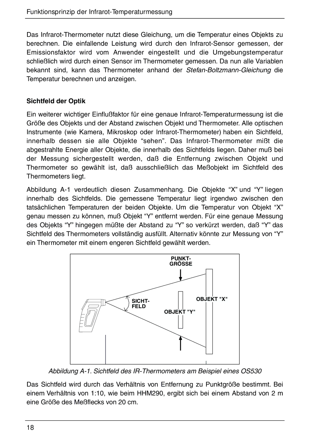 Omega Vehicle Security HHM290 manual Sichtfeld der Optik 