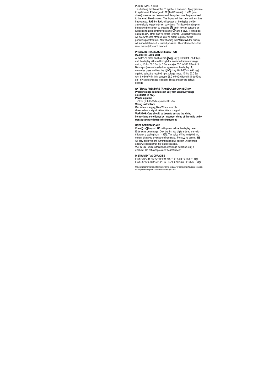 Omega Vehicle Security HHP-2000 Series Pressure Transducer Selection, Models HHP-2024, Wiring instructions 