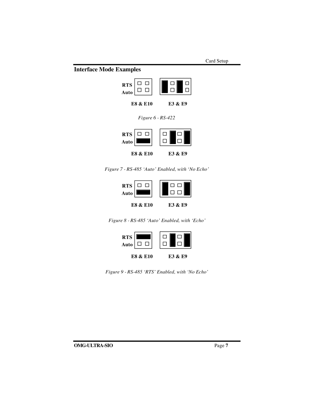 Omega Vehicle Security ISA RS-422 manual Interface Mode Examples 