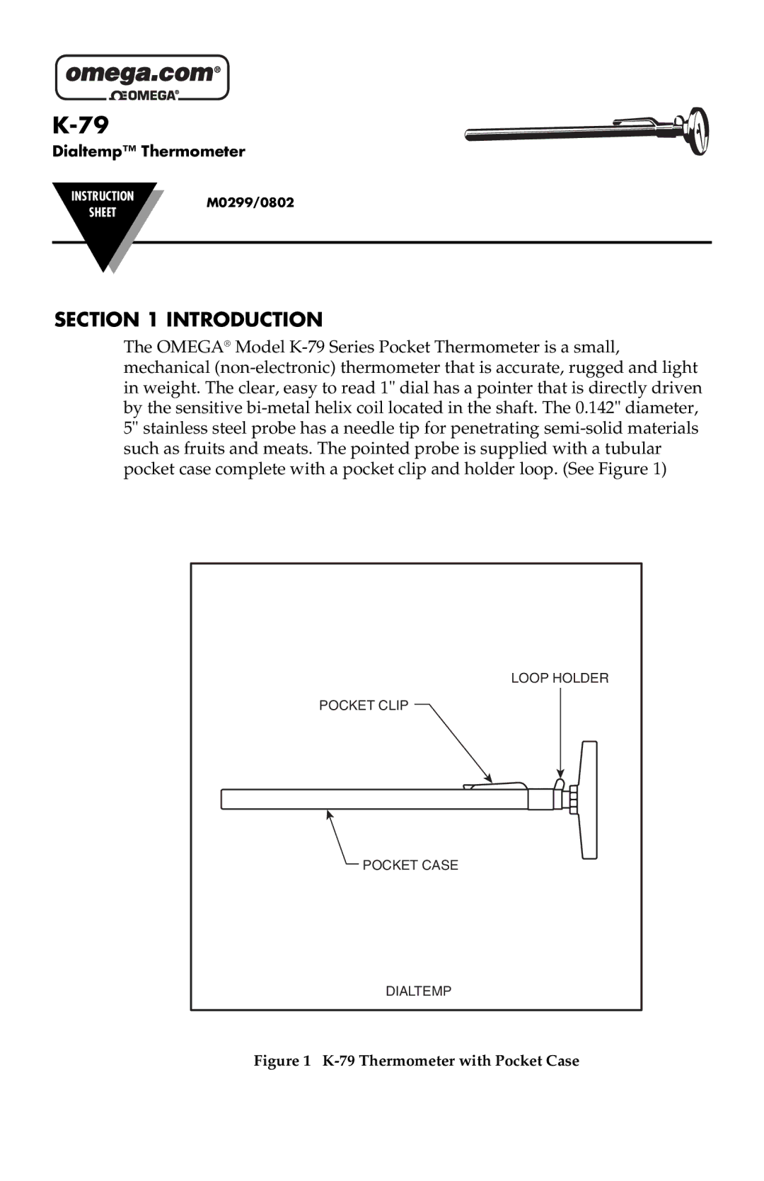 Omega Vehicle Security K-79 instruction sheet Introduction, Thermometer with Pocket Case 