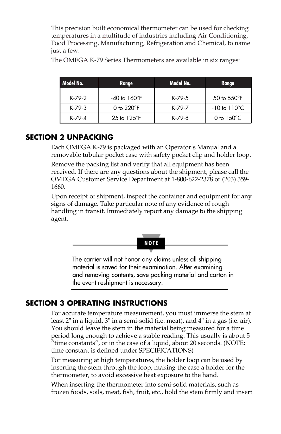 Omega Vehicle Security K-79 instruction sheet Unpacking, Operating Instructions 