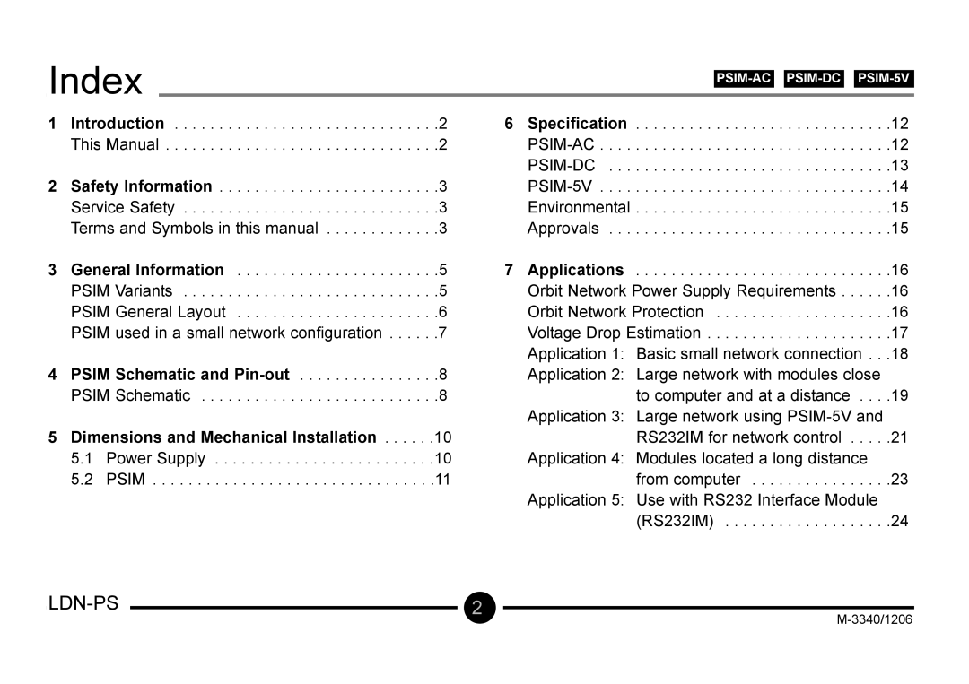 Omega Vehicle Security LDN-PS manual Index, Dimensions and Mechanical Installation 