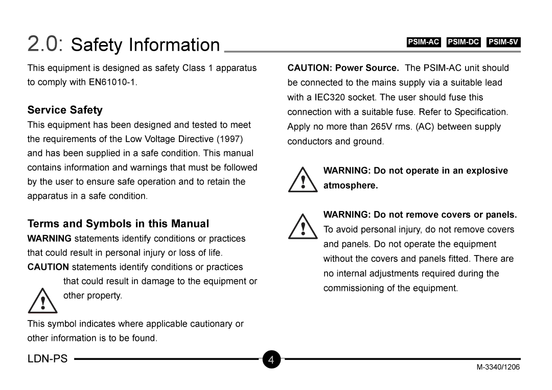 Omega Vehicle Security LDN-PS manual Safety Information, Service Safety 