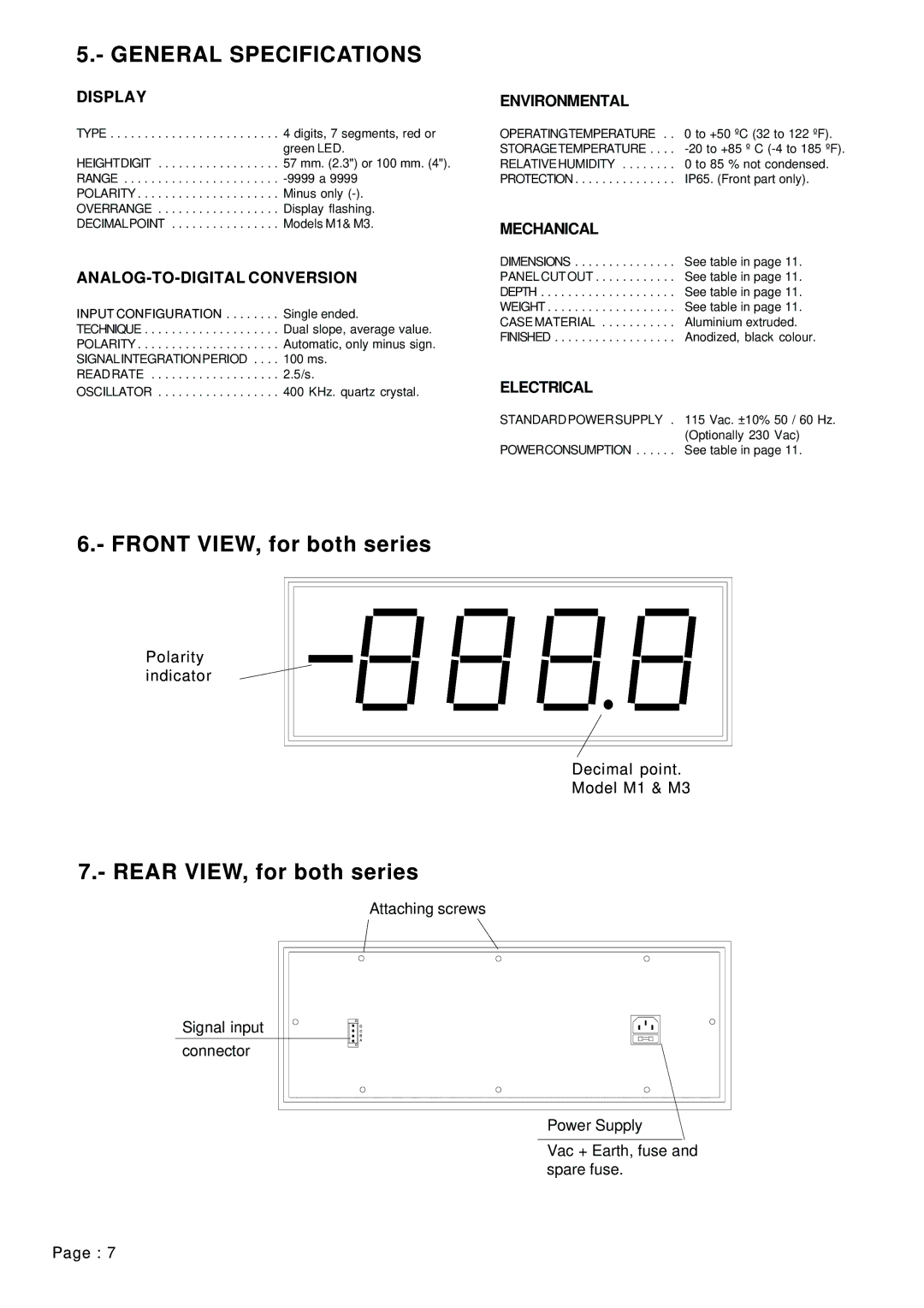 Omega Vehicle Security LDP1XX-21 General Specifications, Display, ANALOG-TO-DIGITAL Conversion, Environmental, Electrical 