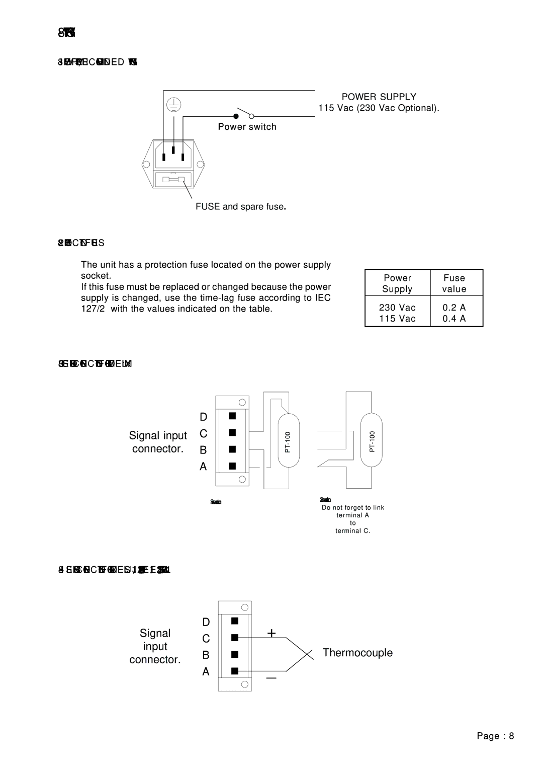 Omega Vehicle Security LDP1XX-21 Power SUPPLY, Recommended Wiring, Protection Fuses, Sensor Connections for Model MX 