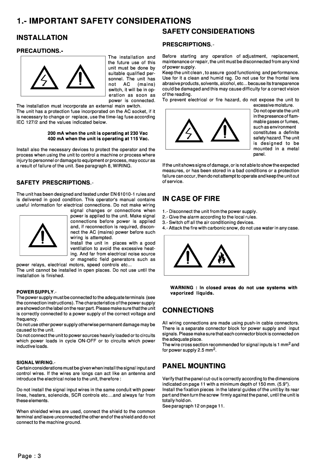 Omega Vehicle Security LDP1XX-21 Important Safety Considerations, Installation, In Case Of Fire, Connections, Power Supply 