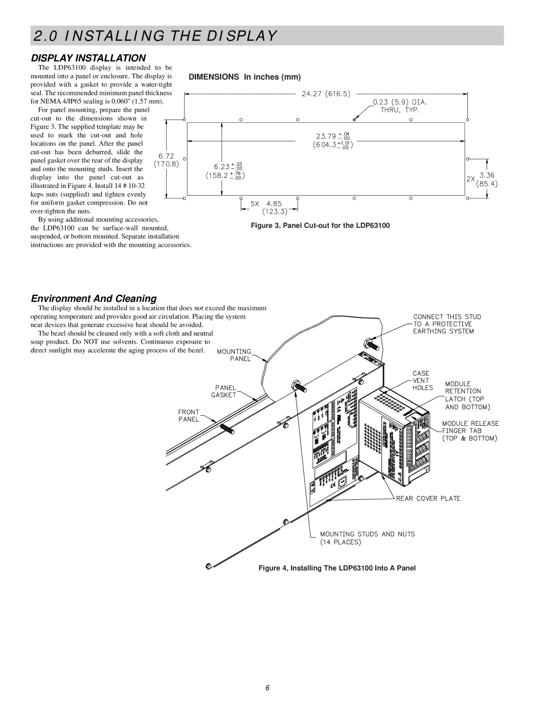 Omega Vehicle Security LDP63100 manual Installing the Display, Display Installation, Environment And Cleaning 