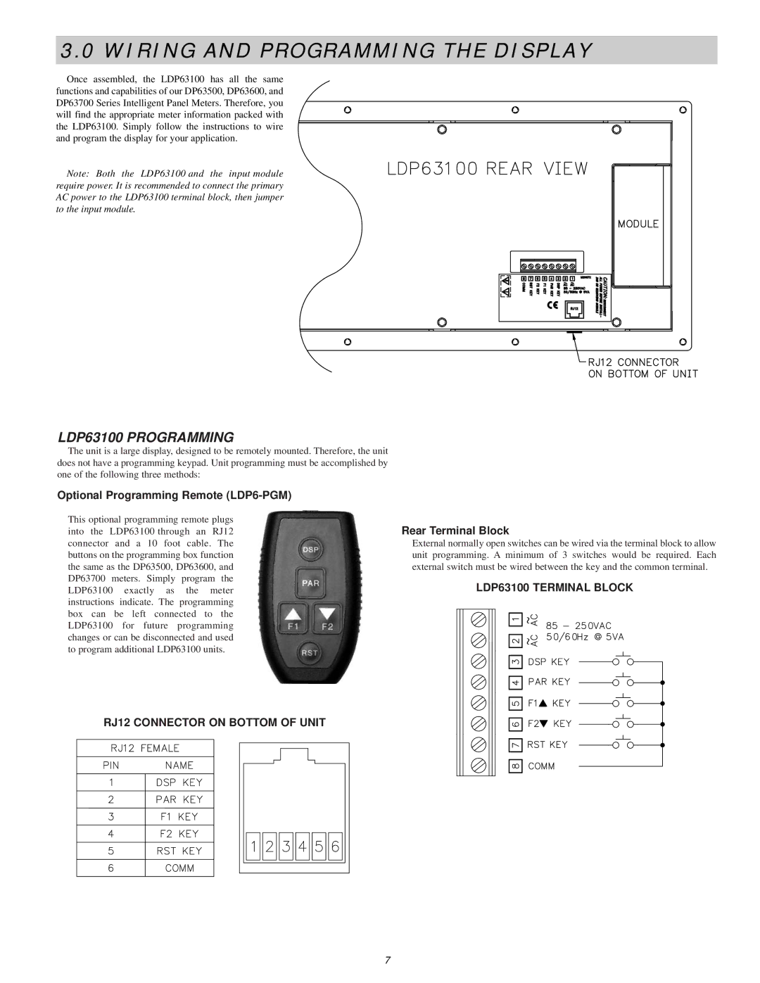 Omega Vehicle Security Wiring and Programming the Display, LDP63100 Programming, Optional Programming Remote LDP6-PGM 