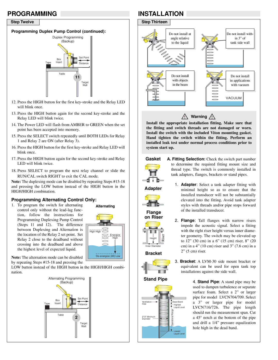 Omega Vehicle Security LVCN700 Series warranty Installation, Step Twelve Programming Duplex Pump Control, Step Thirteen 