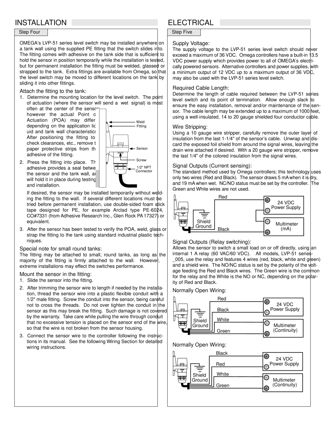 Omega Vehicle Security LVP-51 Series specifications Installation, Electrical 