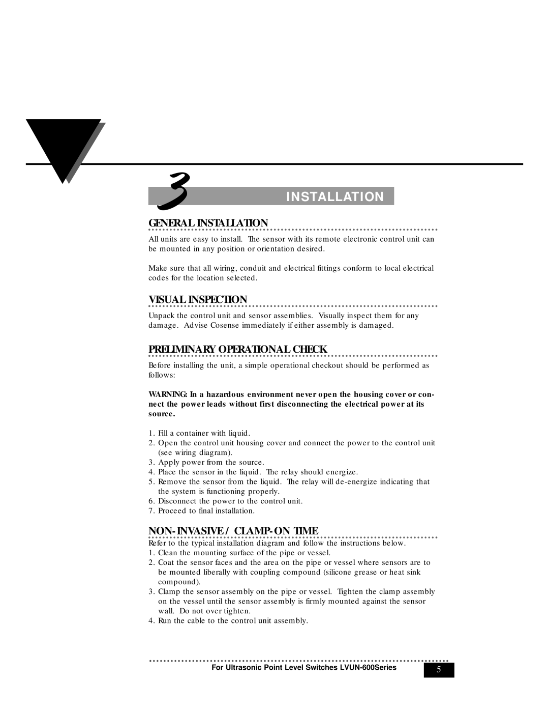 Omega Vehicle Security LVUN-600 manual General Installation, Visual Inspection, Preliminary Operational Check 