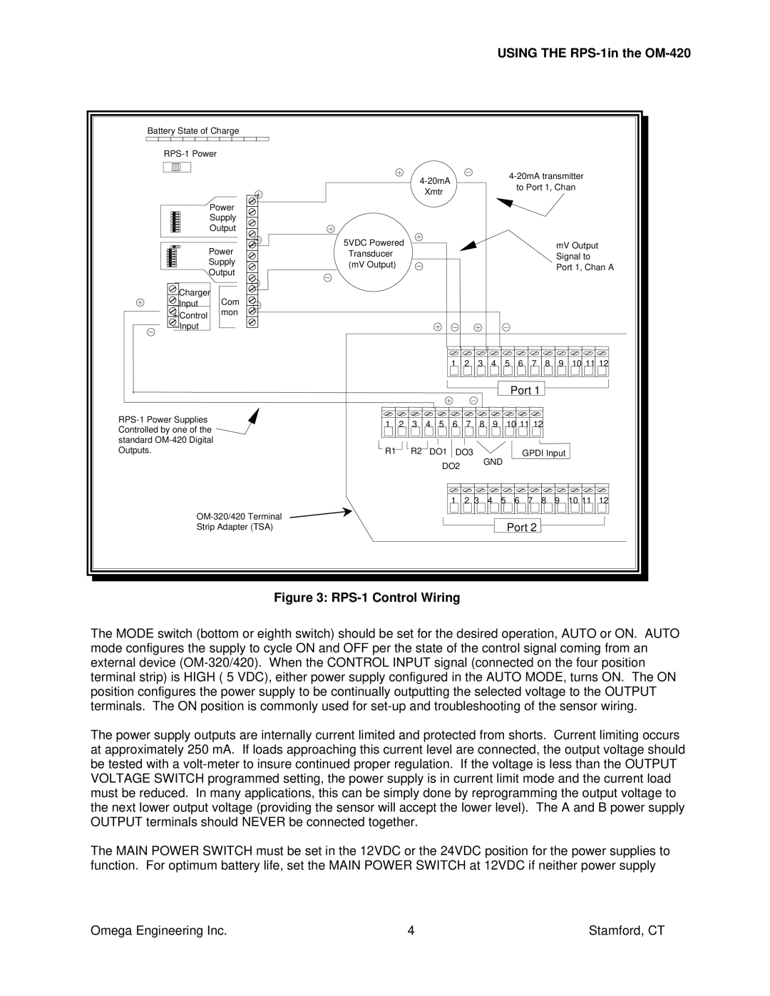 Omega Vehicle Security OM-420 manual RPS-1 Control Wiring 