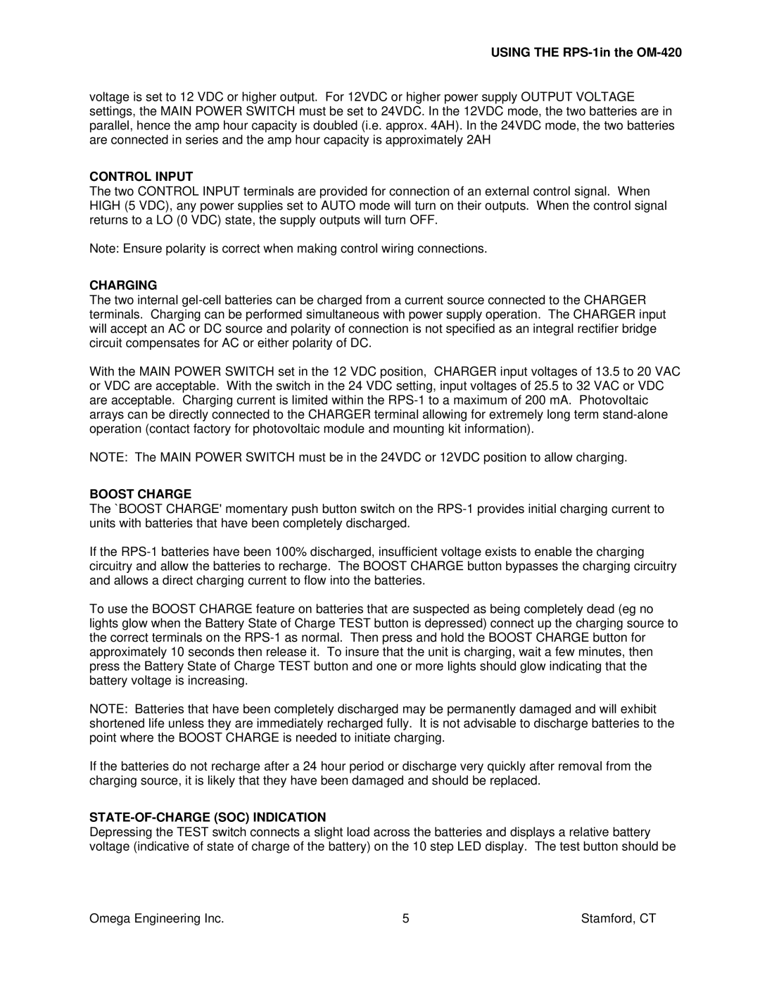 Omega Vehicle Security OM-420 manual Charging, Boost Charge, STATE-OF-CHARGE SOC Indication 