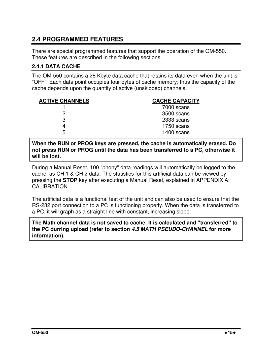 Omega Vehicle Security OM-550 manual Programmed Features, Data Cache 