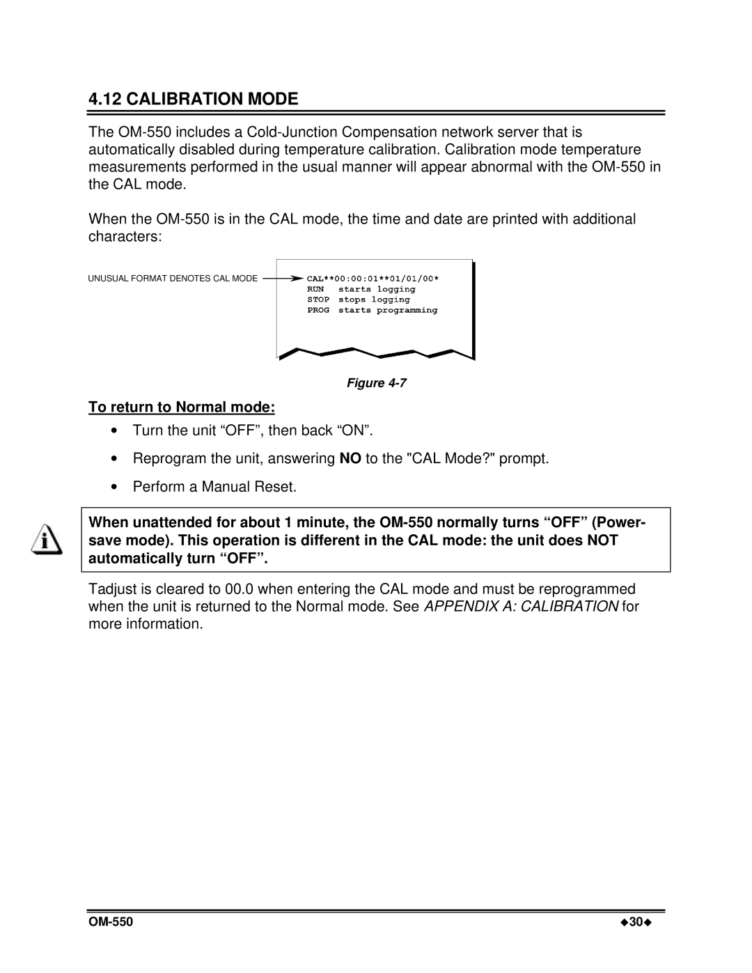 Omega Vehicle Security OM-550 manual Calibration Mode, To return to Normal mode 