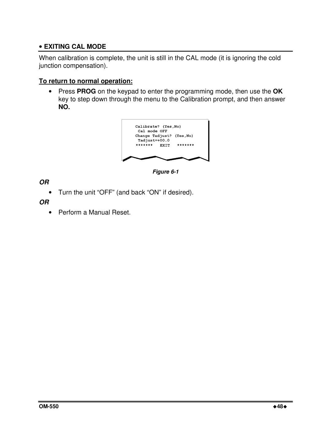 Omega Vehicle Security OM-550 manual ∙ Exiting CAL Mode, To return to normal operation 